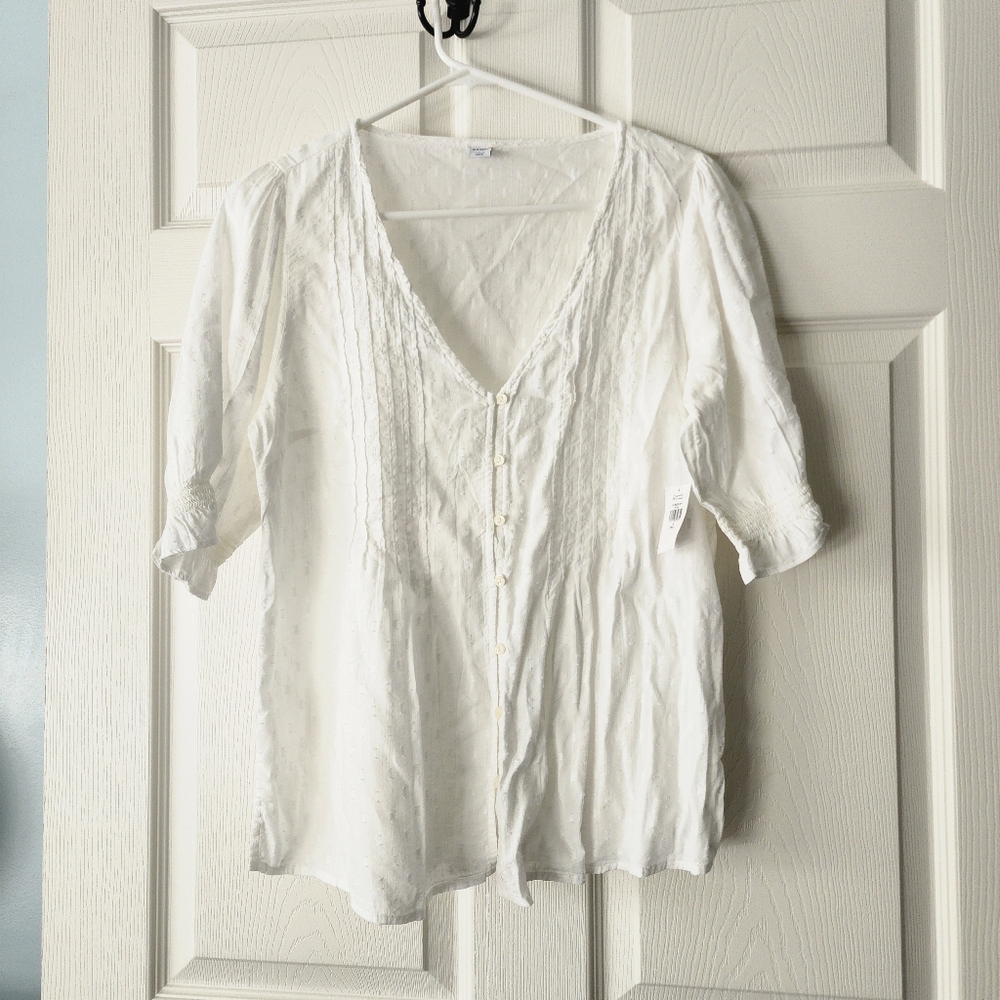 Old Navy White Blouse with Button Detail